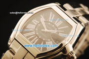 Cartier Roadster Swiss ETA 2836 Automatic Full Steel with Black Dial and White Roman Markers