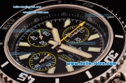 Breitling Superocean Chrono II Swiss Valjoux 7750-SHG Automatic Steel Case PVD Bezel with Steel Strap Black Dial Stick Markers-Yellow Hands 1:1 Original