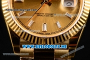 Rolex Day-Date Swiss ETA 2836 Automatic Yellow Gold Case/Bracelet with Stick Markers and Yellow Gold Dial (BP)