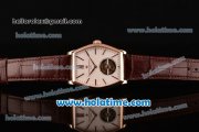 Vacheron Constantin Malte Tourbillon Swiss Tourbillon Manual Winding Rose Gold Case with Brown Alligator Strap and White Dial