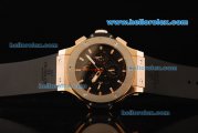 Hublot Aero Bang Chronograph Swiss Valjoux 7750 Automatic Movement Rose Gold Case with Titanium Bezel and Black Rubber Strap