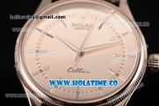 Rolex Cellini Asia 2813 Automatic Steel Case with Silver Dial Black Leather Strap and Stick Markers (BP)