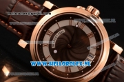 Breguet Marine Big Date Clone Breguet Automatic Rose Gold Case with Brown Dial and Brown Leather Strap