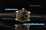 IWC Portuguese Manual Winding Movement Steel Case with Yellow Markers and Black Leather Strap