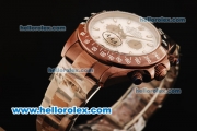 Rolex Daytona II Chronograph Swiss Valjoux 7750 Automatic Movement Brown PVD Case with White Dial and Brown PVD Strap