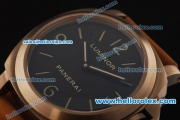 Panerai Luminor Marina PAM177 Swiss ETA 6497 Manual Winding Titanium Case with Black Dial and Dark Orange Leather Strap