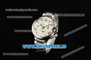 Cartier Ballon Bleu De Large Chronograph 7705 Automatic Steel Case with White Dial Roman Numeral Markers and Steel Bracelet