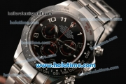 Rolex Daytona Chrono Swiss Valjoux 7750 Automatic Steel Case with Black Dial and Arabic Numeral Markers