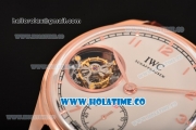 IWC Portuguese Tourbillon Hand-Wound Metropolitan Boutique Edition Swiss Tourbillon Manual Winding Rose Gold Case with White Dial and Arabic Numeral Markers (FT)