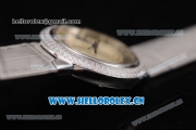 Cartier Ballon Bleu Medium Asia Automatic Steel Case with Silver Dial Grey Leather Strap and Diamonds Bezel (YF)