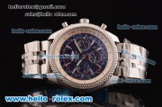 Breitling Bentley Chronograph Swiss Valjoux 7750 Automatic Steel Case/Strap with Blue Dial