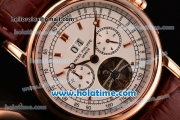 Patek Philippe Grand Complitcations Asia 2813 Automatic Rose Gold Case with Brown Leather Strap White Dial and Stick Markers