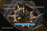 Hublot MP-06 Senna Chrono Miyota OS20 Quartz PVD Case with Yellow Stick Markers and Skeleton Dial