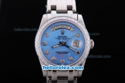 Rolex Day-Date Automatic with Diamond Bezel and Diamonds Marking-Blue Dial