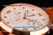 Vacheron Constantin Malte Asia 2813 Automatic Rose Gold Case with Brown Leather Strap White Dial and Roman Numeral Markers