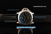 Panerai Luminor GMT Pam 320 Automatic Movement Steel Case with Black Dial and Black Leather Strap