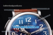 Zenith Pilot Type 20 GMT Asia ST25 Automatic Steel Case with Blue Dial Arabic Numeral Markers and Brown Leather Strap