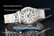 Rolex Datejust Swiss ETA 2671 Automatic Steel Case with White Dial Diamonds Markers Diamonds Bezel and Steel Bracelet (BP)