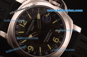 Panerai Luminor GMT PAM 244 Swiss ETA 2836 Automatic Steel Case with Black Dial and Black Rubber Strap