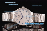 IWC Portuguese 2813 Automatic Steel Case with White Dial Stainless Steel Strap and Blue Numeral Markers