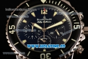 BlancPain Fifty Fathoms Chronograph Flyback Calibre F185 Miyota Quartz Steel Case with Black Dial and Green Markers (ZF)