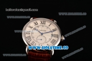 Cartier Rotonde De Asia Manual Winding Steel Case with White Dial and Black Roman Numeral Markers