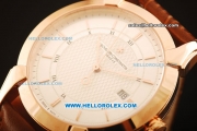 Vacheron Constantin Malte Swiss ETA 2824 Automatic Rose Gold Case with White Dial and Brown Leather Strap