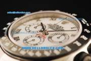 Rolex Daytona Chronograph Swiss Valjoux 7750 Automatic Movement White Dial with PVD Bezel and Steel Strap