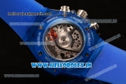 Hublot Big Bang Unico Blue Sapphire Chrono Swiss Valjoux 7750 Automatic Rubber Case Skeleton Dial With Stick/Arabic Numeral Markers Blue Rubber Strap