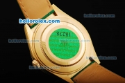 Rolex Datejust Oyster Perpetual Automatic Movement Gold Case with Diamond Dial and Green Arabic Numerals