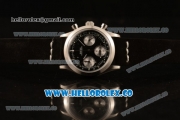 Rolex Explorer Chronograph Miyota OS20 Quartz Steel Case with Black Dial and Black Leather Strap