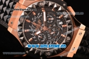 Hublot Big Bang Aero Bang Chrono Miyota Quartz Rose Gold Case with Black Skeleton Dial Stick Markers and Black Ceramic Bezel