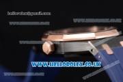 Audemars Piguet Royal Oak 36mm Asia ST16 Automatic PVD Case with Blue Dial Rose Gold Bezel and Blue Rubber Strap (EF)