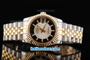 Rolex Datejust Swiss ETA 2836 Automatic Movement Black Border with Gold Stick Markers and Gold Bezel-18K Gold Never Fade