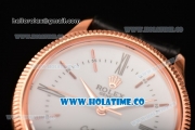 Rolex Cellini Time Asia 2813 Automatic Rose Gold Case with White Dial Black Leather Strap and Stick/Roman Numeral Markers