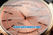 Rolex Cellini Time Clone Rolex 3132 Automatic Rose Gold Case with Rose Gold Dial and Brown Leather Strap - 1:1 Origianl (BP)