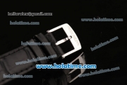 Patek Philippe Swiss ETA 2836 Automatic Movement Steel Case with White Dial and Black Leather Strap-ETA Coating Case