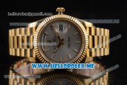Rolex Day-Date Clone Rolex 3255 Automatic Yellow Gold Case/Bracelet with Silver Dial and Stick Markers