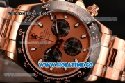 Rolex Daytona Chrono Swiss Valjoux 7750 Automatic Rose Gold Case with Ceramic Bezel Brown Dial and Stick Markers (BP)