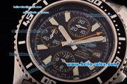 Breitling Superocean Chrono II Swiss Valjoux 7750-SHG Automatic Steel Case PVD Bezel with Steel Strap Black Dial Stick Markers-Orange Hands