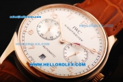 IWC Portuguese Automatic Movement Rose Gold Case with White Dial and Brown Leather Strap