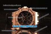 Audemars Piguet Royal Oak Chrono Rose Gold Case With Black Dial Clone AP3126 Automatic Black Leather