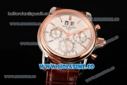 Patek Philippe Grand Complication Chrono Miyota OS20 Quartz Steel Case with White Dial and Rose Gold Bezel