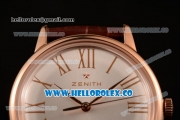 Zenith Vintage Miyota 9015 Automatic Rose Gold Case with White Dial and Brown Leather Strap - (AAAF)