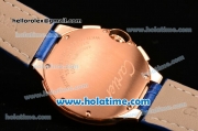 Cartier Ballon Bleu De Medium Chrono Miyota Quartz Rose Gold Case with Blue Dial and White Roman Numeral Markers