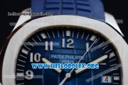 Patek Philippe Aquanaut Jumbo Miyota 9015 Automatic Steel Case with Blue Dial Stick Markers and Blue Rubber Strap - 1:1 Original (BP)
