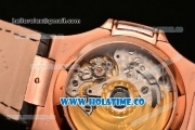 Patek Philippe Nautilus Chrono Swiss Valjoux 7750 Automatic Rose Gold Case with Stick Markers and Black Dial - 1:1 Original (BP)