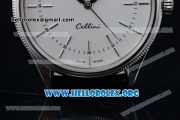 Rolex Cellini Clone Rolex 3132 Automatic Steel Case with White Dial Black Leather Strap - (BP)