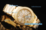 Rolex Daytona Oyster Perpetual Automatic Full Gold with Diamond Bezel,White Dial and Diamond Marking