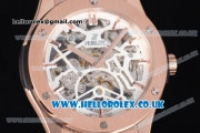 Hublot Classic Fusion Skeleton Asia Automatic Rose Gold Case with Skeleton Dial and Black Leather Strap